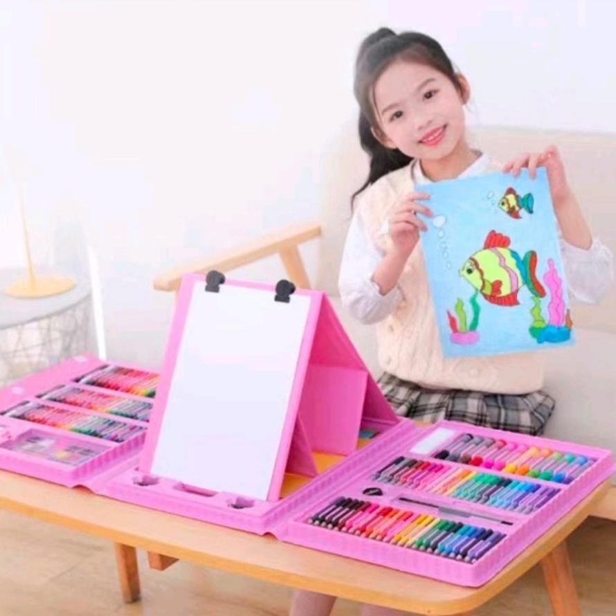 

COD KOMPLIT! ALAT MENGGAMBAR MEWARNAI ANAK / PENSIL WARNA KRAYON ANAK - MEGA ART 208 PCS - KADO ULTAH Viral