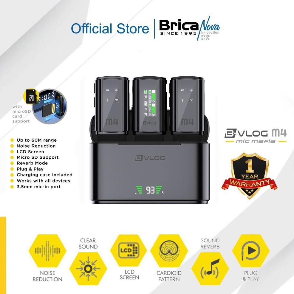 Microfon Wireless Brica B-Vlog M4 Dual Wireless Microphone - Clip On Mic Vlog - With Charging Case B