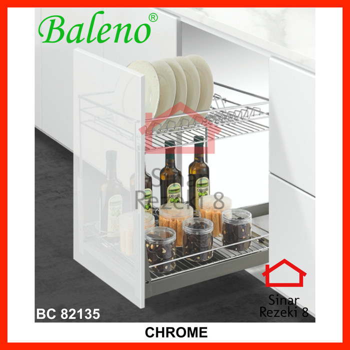 Laci - Rak Tarik Dapur Baleno Bc 82135 Serbaguna Bumbu Botol Piring Stainless