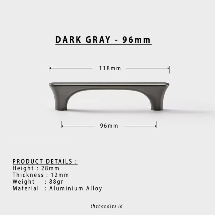 Ammos - [Ready] H210-Dg Tarikan Lemari Laci Dark Gray Handle Minimalis Modern
