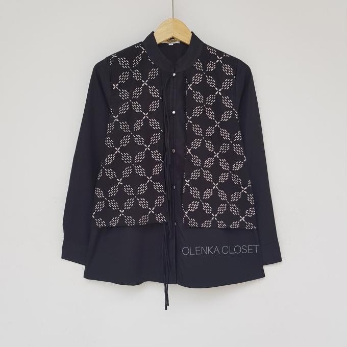 Atasan Batik 174 Hitam Baju Blus Blouse Kerja Wanita Modern [terbaik]