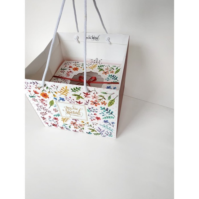 

( Pb24 Flower Pink ) Paperbag Bunga Lucu 24 X 24 X 21 [10 Pcs] Terbaru