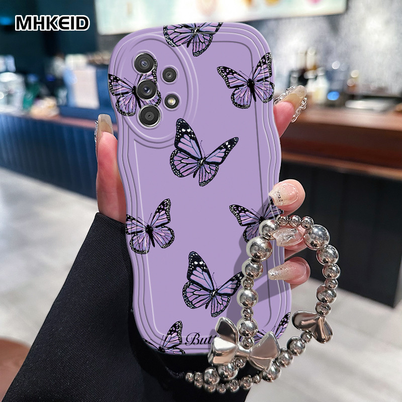 MHKEID Casing Hp Untuk Samsung Galaxy A52 5G A52s 5G Case HP Casing cantik model kupu-kupu Kesing Ce