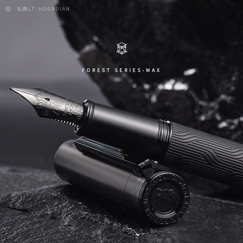 HONGDIAN 1860 Max Black Forest Fountain Pen Siswa Bisnis Kelas Atas Retro Simpul Cina Titanium Pena 