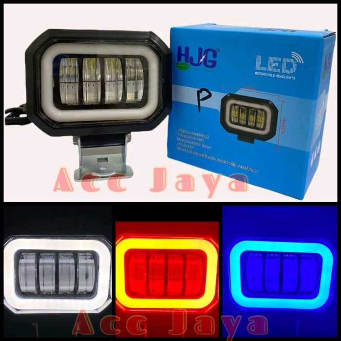 Lampu Tembak Daymaker Kotak 4Mata Lensa 6D 80Watt HJG Untuk Motor Mobi