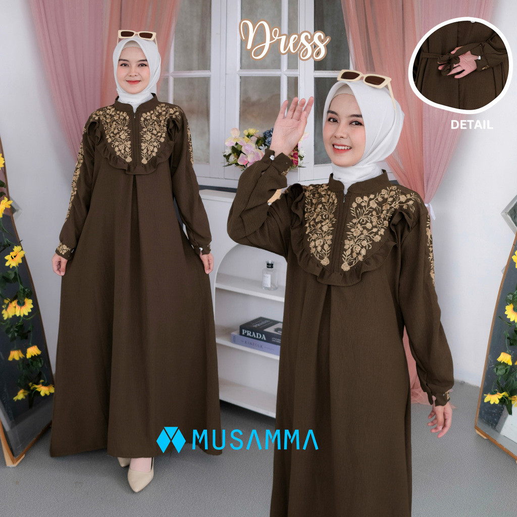 Gamsis Wanita Gaun Perempuan Kondangan Pesta Pernikahan Sragam Bridesmaid Ibu2 Pengajian Mididres Ma