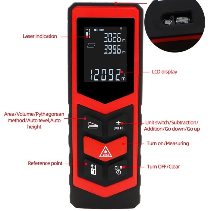 

newgan!! Meteran Laser Digital 30M Meter Laser Pengukur Jarak Rangefinder