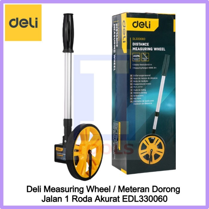 

newgan!! Deli Measuring Wheel _ Meteran Dorong Jalan 1 Roda Akurat EDL330060