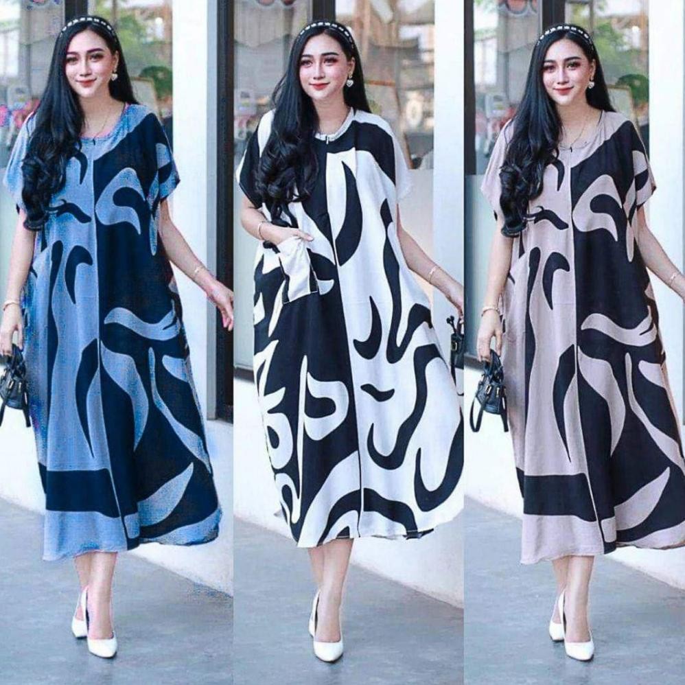 Original Daster Lowo Jumbo Ld 130 Monocrom Rayon Tebal Premium Resleting Depan Busui Murah