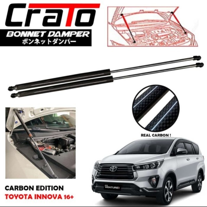 Hemat Crato Shock Kap Mesin Engine Hood Damper Carbon Toyota Innova Reborn