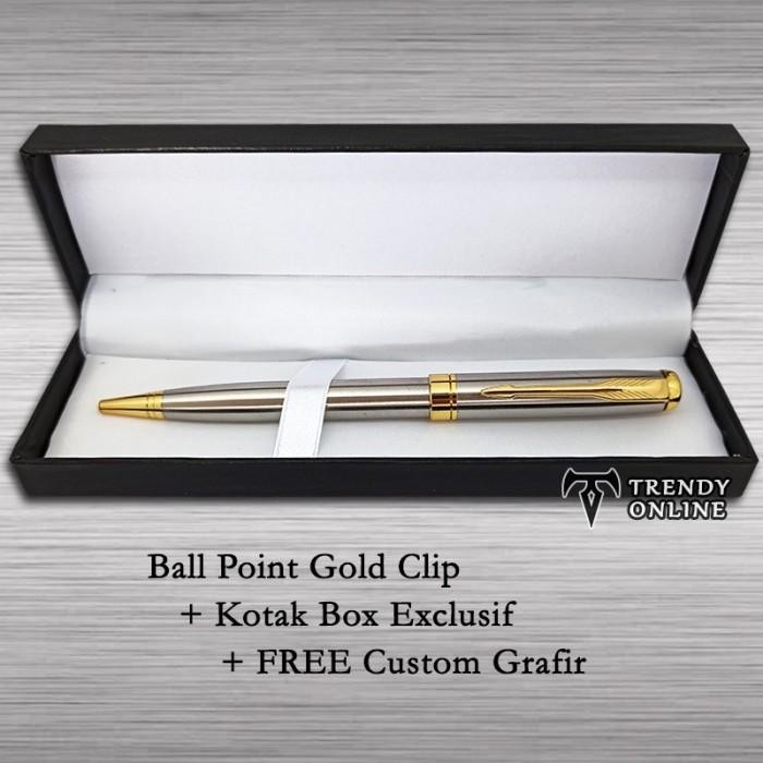 

Pulpen Stainless Klip Emas + Kotak Box + Free Grafir Cetak Nama