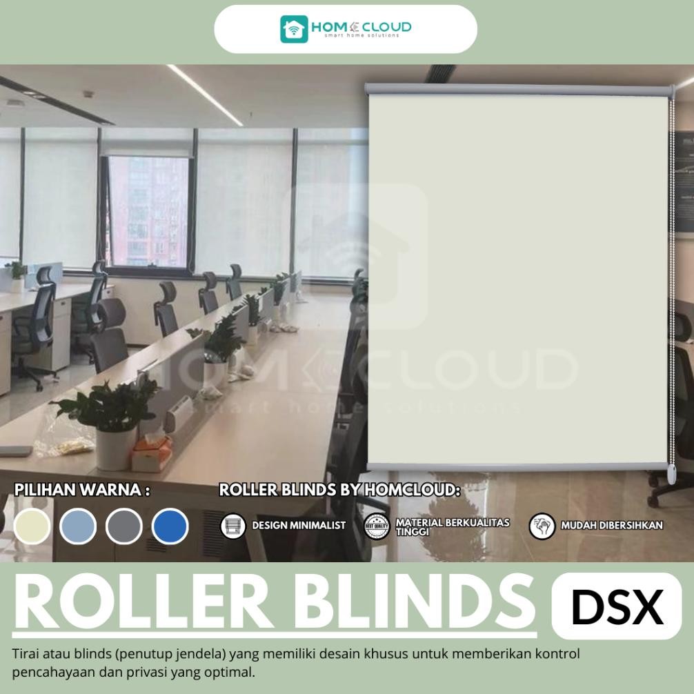 Roller Blinds DSX Otomatis - Tirai Gulung - Tirai Elektrik - Tirai Jendela - Gorden Kantor