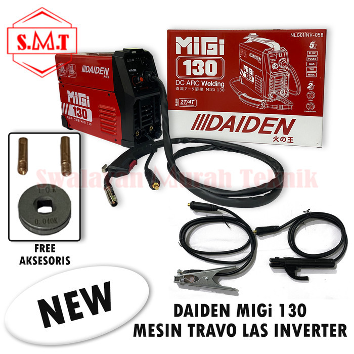 kosnew@ DAIDEN MIGi 130 MESIN TRAVO LAS INVERTER MIG CO2 TIG MMA 2T/4T WELDING
