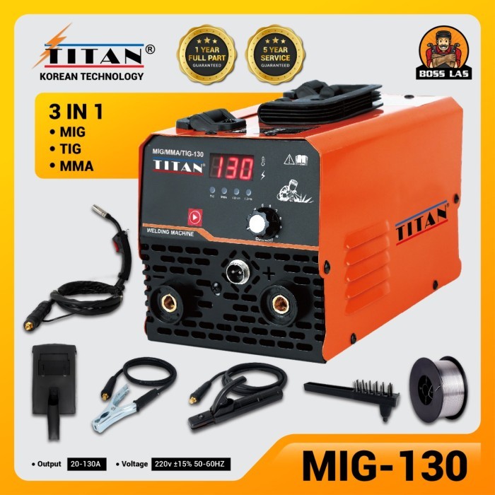 kosnew@ mesin las TITAN mig 130a co2 tanpa gas 3in1/travo las/mesin las mini