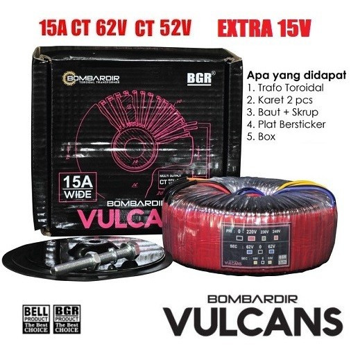 kosnew@ TRAFO VULCAN 15A CT 62V BOMBARDIR TRAVO VULCAN TOROID 15 A DONUT BELL