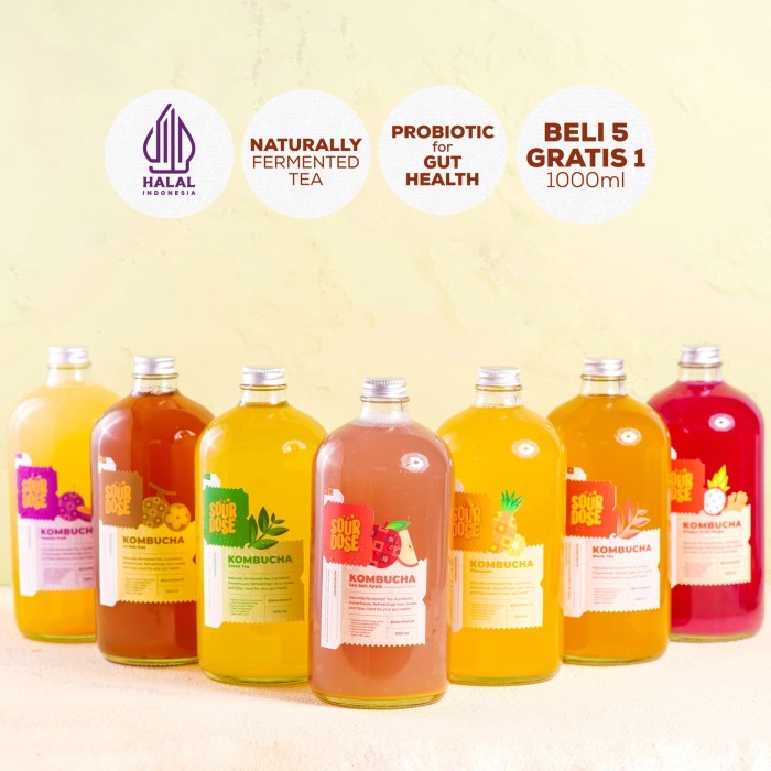 

[Beli 5 Gratis 1] Kombucha 1000Ml - 6 Bottle By Sourdose New