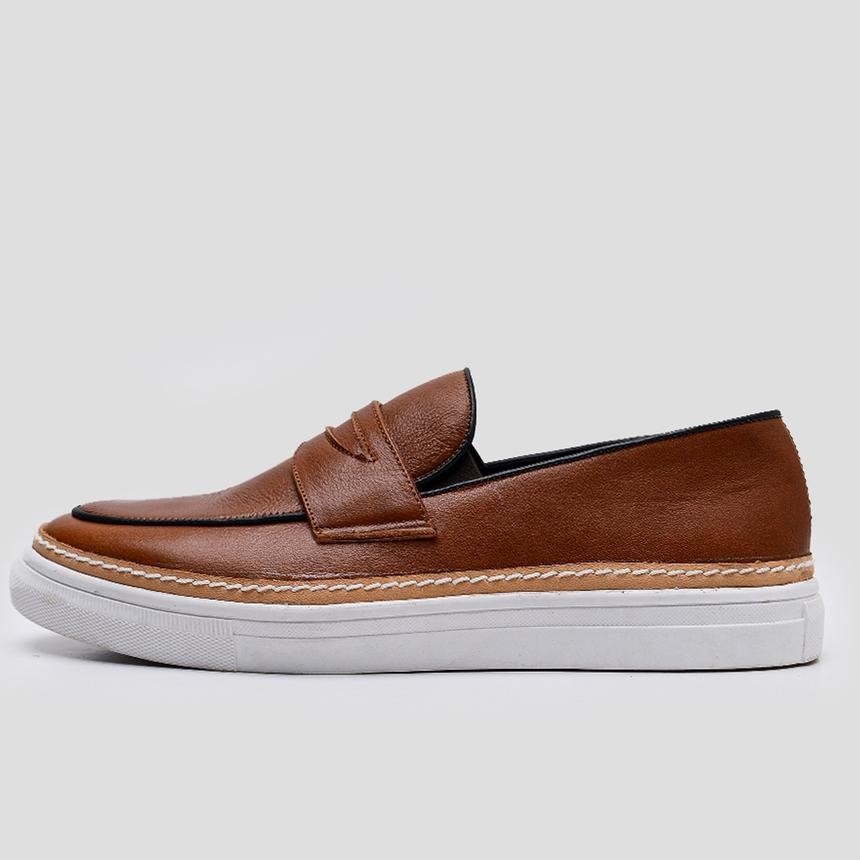 Portee Goods Sepatu Kulit Sneakers Pria Mono Hybrid Penny Cognac