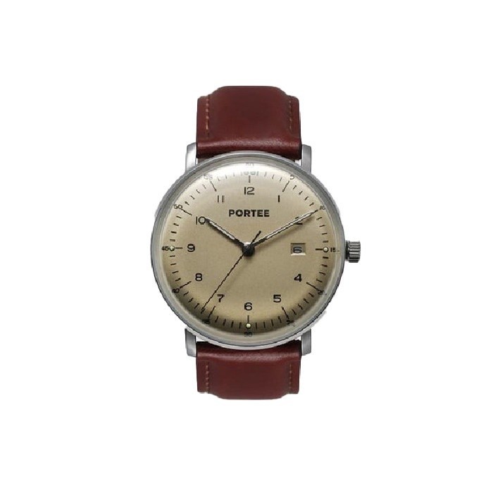 Portee Goods Jam Tangan Analog Pria Marque Vintage Crème Strap Kulit Asli