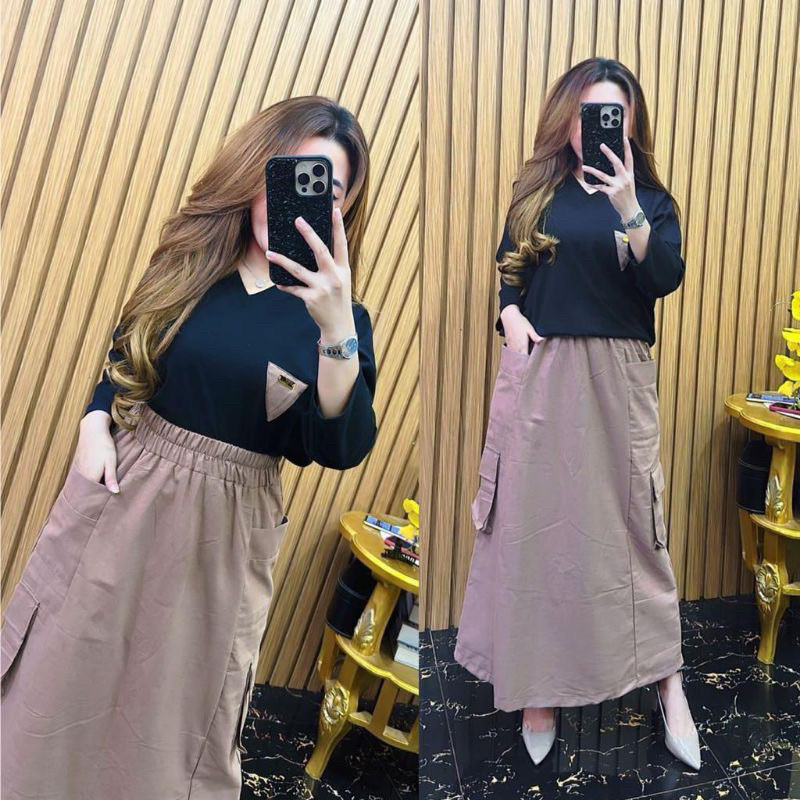 Setelan Wanita Set Viral Korean One Set Swtelan Knit Rajut Set Korean Style Set Wanita Kekinian Jumb