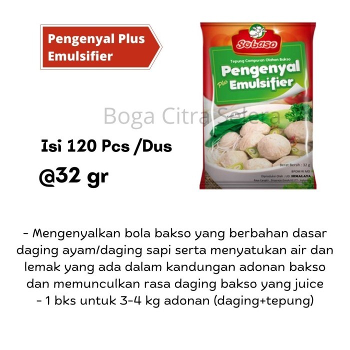 

Sobaso Tepung Pengenyal Emulsifier Bakso 32Gr (1 Dus) Terlaris