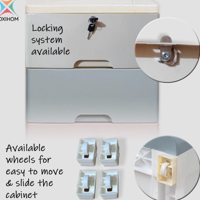 Oxihom Lemari Plastik Lemari Pakaian Laci Plastik Kabinet Storage