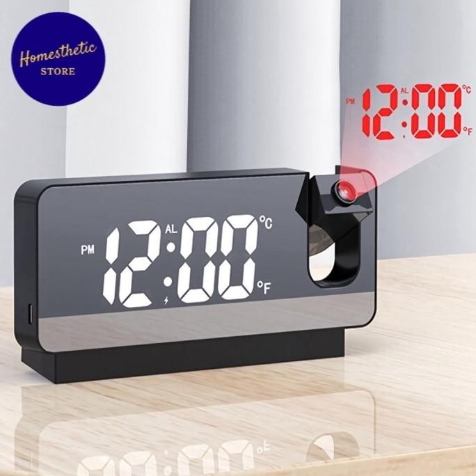 

Jam Meja Alarm Digital LED Screen Display Modern Clock denga Proyektor GVS
