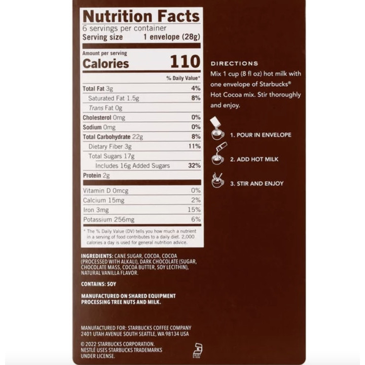 

Starbucks Hot Cocoa Mix Box 8 Oz Chocolate Powder Drink 8 Sachet Terbaru