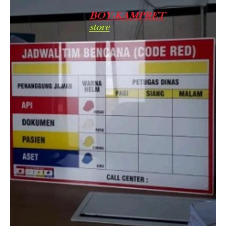 

TERLARIS - Papan Akrilik Jadwal Tim Bencana, Papan Code Red