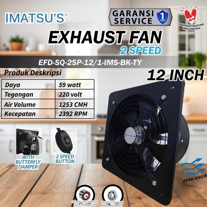 EXHAUST FAN 12 INCH WALL AIR DUCT BOOSTER FAN 12" INCH 2 SPEED / KIPAS HEXOS DINDING EXHAUST FAN VEN