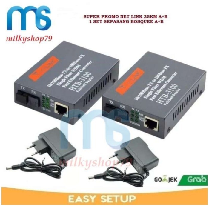 Terbaru Netlink Htb3100 Htb 3100/ Fiber Optic To Lan Media Converter A+B 1Set