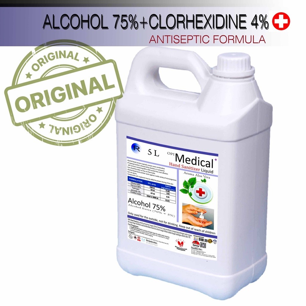 Antiseptik Hand Sanitizer Cair 5 Liter ALKOHOL 70% PLUS CHLORHEXIDINE GLUCONATE 4% 5D223