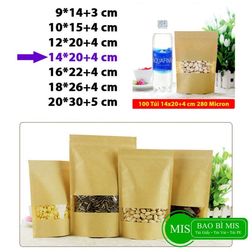 

100 kantong kertas kraft zip 14x20+4cm dengan pintu ujung ke ujung, ritsleting dalam berlapis PET CPP tahan air, menerima pencetakan logo |S9q3X0yg|