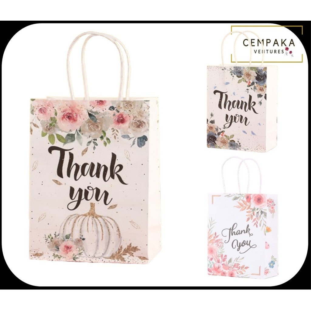 

50 pcs Tas Hadiah Tas Kertas Kado Ulang Tahun Pernikahan Motif Bunga Terima Kasih |YtSgqkgr|