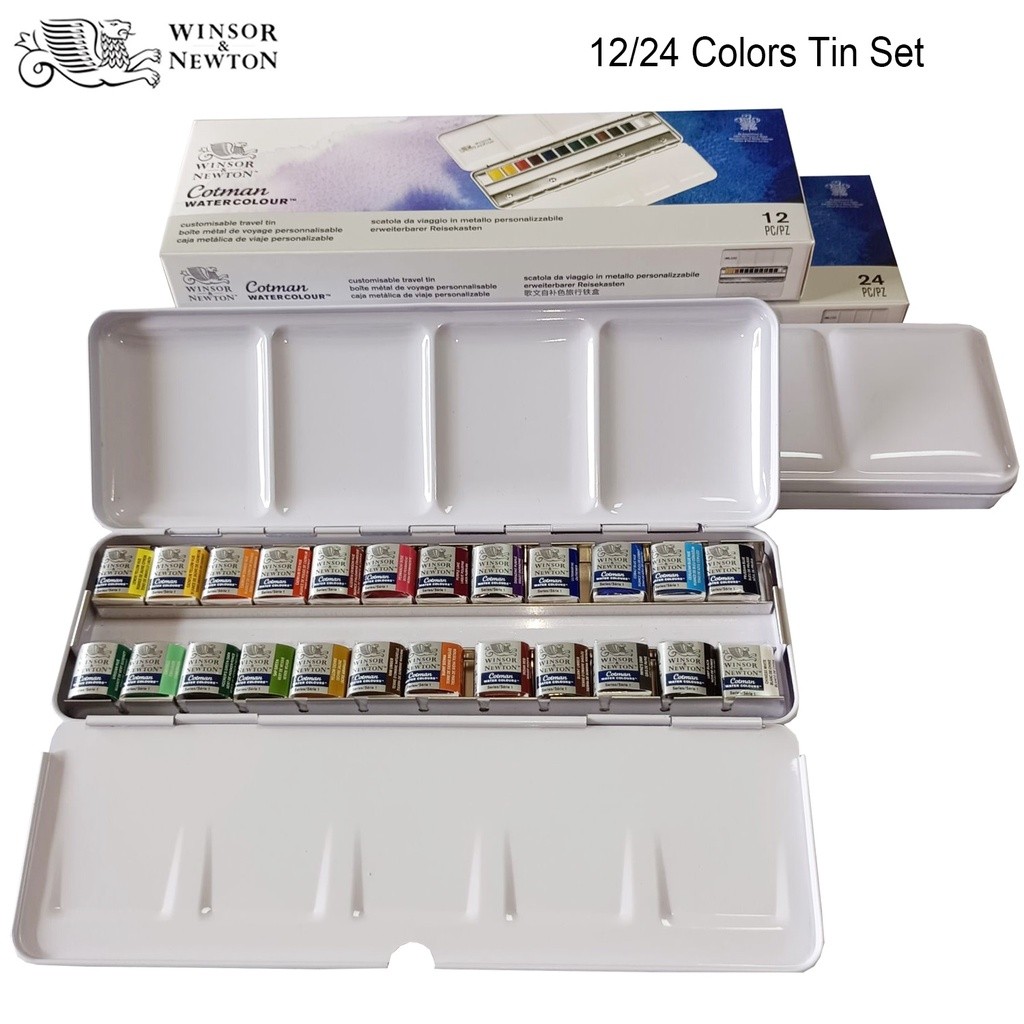 

Cat Air Winsor & Newton Cotman Kaleng perjalanan yang dapat disesuaikan/lengkap set 12/24 warna pigmen seni rupa cat cat air |TSJbjX48|