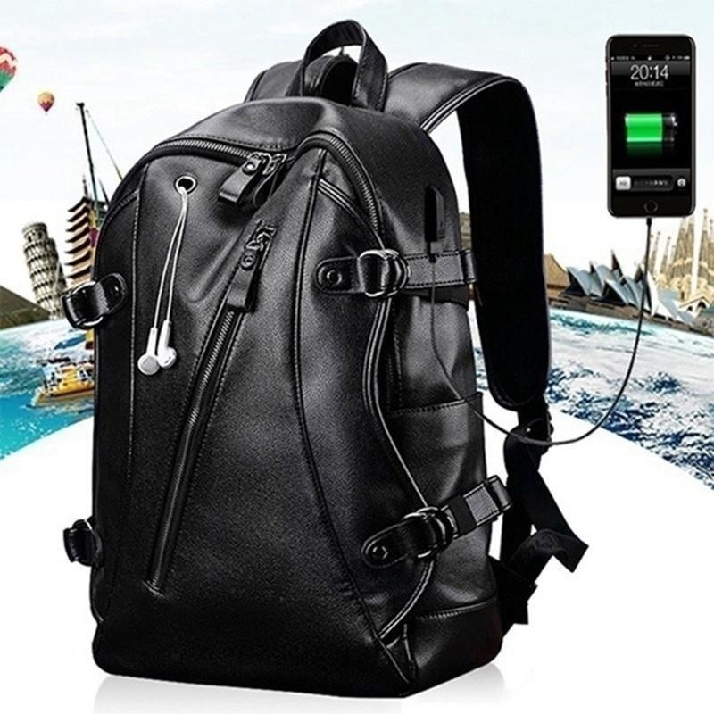 

Ransel Kulit Tahan Air dengan Port Pengisi Daya USB Tas Komputer Ransel Notebook Fashion Pria untuk Laptop 14 Inci Mochilas |54D83619|
