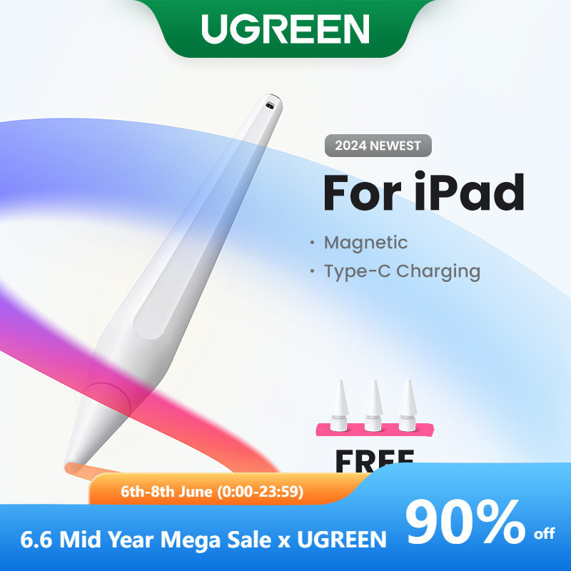 

UGREEN Apple Pencil (USB-C) Pena Stylus Magnetik untuk iPad Pro 12.9 Air Mini 2022 Pena Miring Penolakan Telapak Tangan Bluetooth |A1AFC67A|