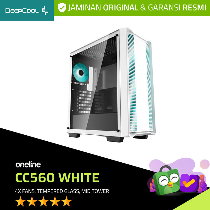CASING PC GAMING DEEPCOOL CC560 WHITE PUTIH MID TOWER