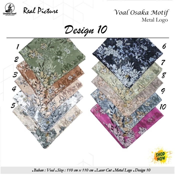 Jilbab Segi Empat Voal Osaka Metal Logo Laser Cut Design 10 By Umama
