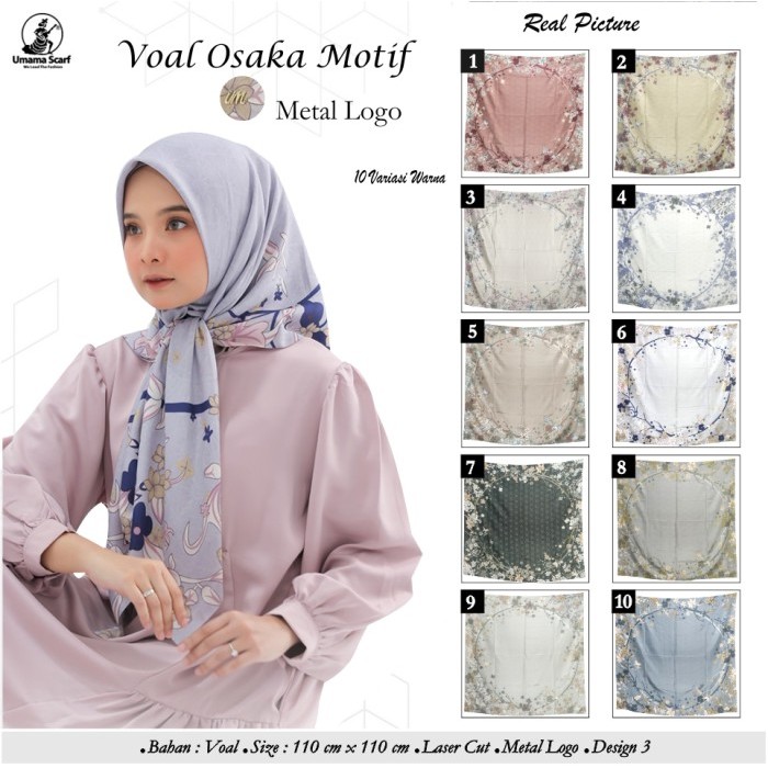 Jilbab Segi Empat Voal Osaka Metal Logo Laser Cut Design 3 By Umama