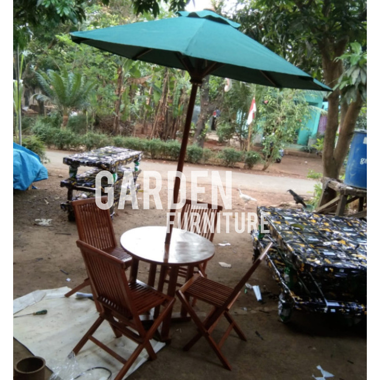 Payung taman minimalis 2m meja 80cm