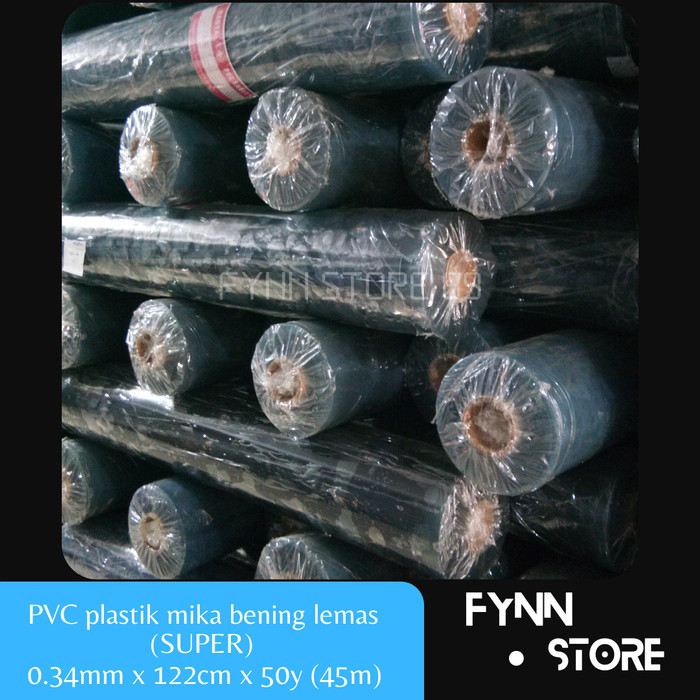 

PVC mika plastik bening lemas ( SUPER ) 0.34 mm x 122 cm x 45 m / roll