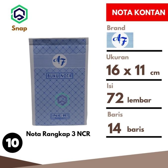 

Sale Nota Bon Kontan 3 Rangkap 3 Ply Kecil Af / Pack Isi 10 Buku