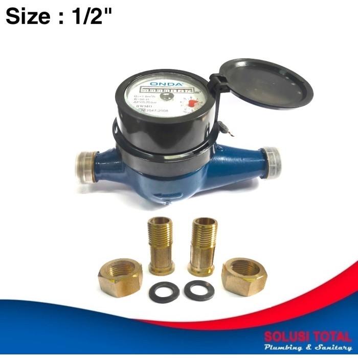

Water Meter ONDA Brass 1/2" / Meteran Air Kuningan PAM SNI Terra Tera