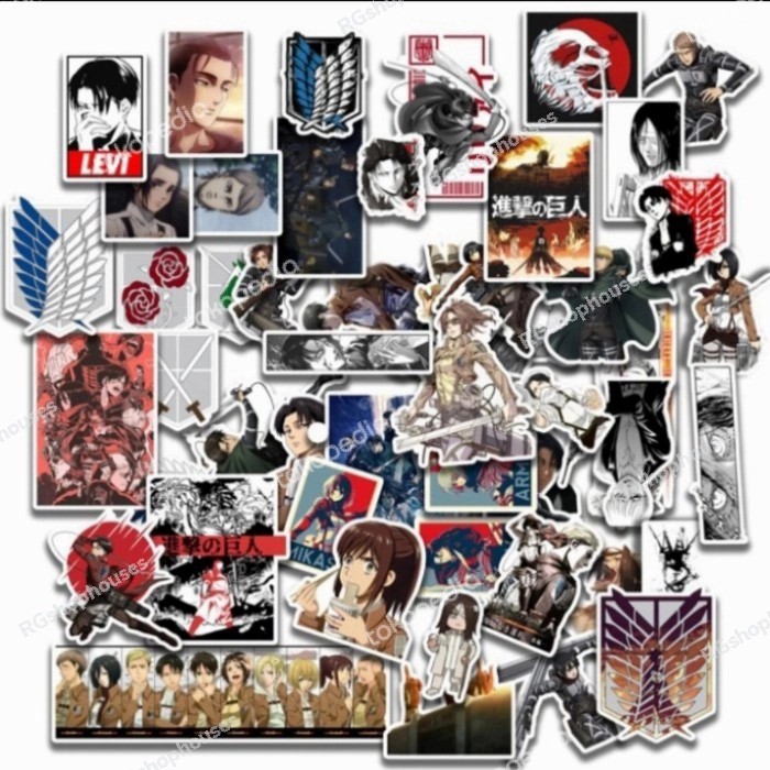 

sticker anime attack on titan manga tumblr waterproof koper 50pcs