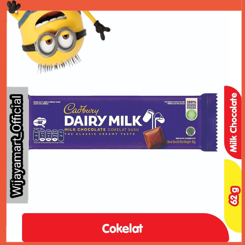 

Cadbury Dairy Milk Cokelat Batang 62 g