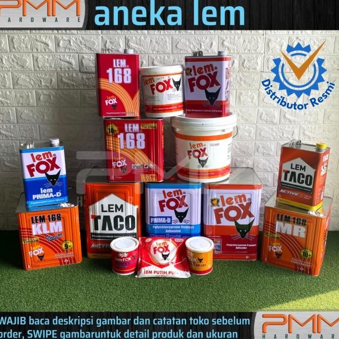 Aneka Lem Kuning / Putih Taco Fox 168 Mr Klm Blek Galon Serbaguna Hpl Sepatu Sandal Kulit Sol