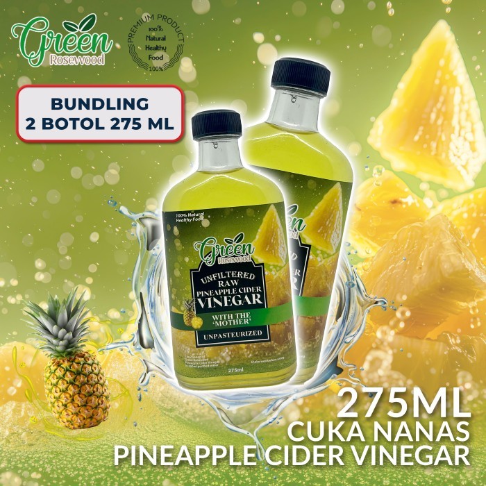 

(BUNDLING 2 BOTOL) CUKA NANAS PREMIUM WITH MOTHER 275 ML - PINEAPPLE CIDER VINEGAR 275ML (BOTOL