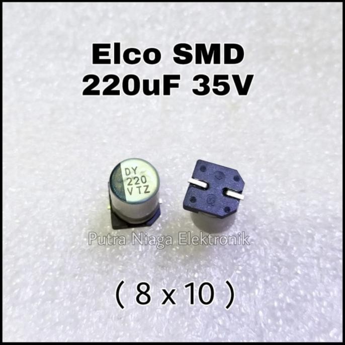 Terbaru Elco SMD 220uF 35V Alumunium 220 uF 35Volt Aluminum Kapasitor 8x10 mm putr4n dijamin