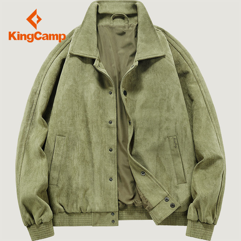 Jaket Suede Jaket Kasual Pria, Jaket Suede Amerika Jalanan Tinggi Tampan