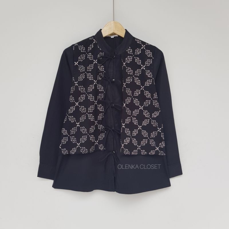Baju Batik Atasan Batik 174 Hitam Baju Blus Blouse Kerja Wanita Modern